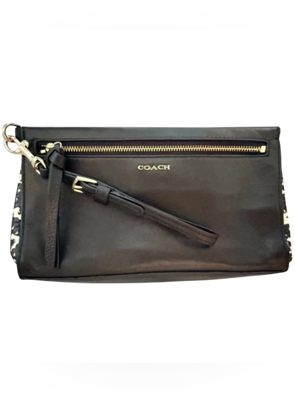 Coach Madison Leather Pouch Wristlet with Python-embossed Sides